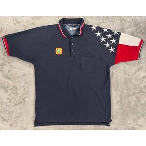 Patriotic Polo Shirt Mens 2XL Red White Blue Veterans Stars And Stripes USA Flag